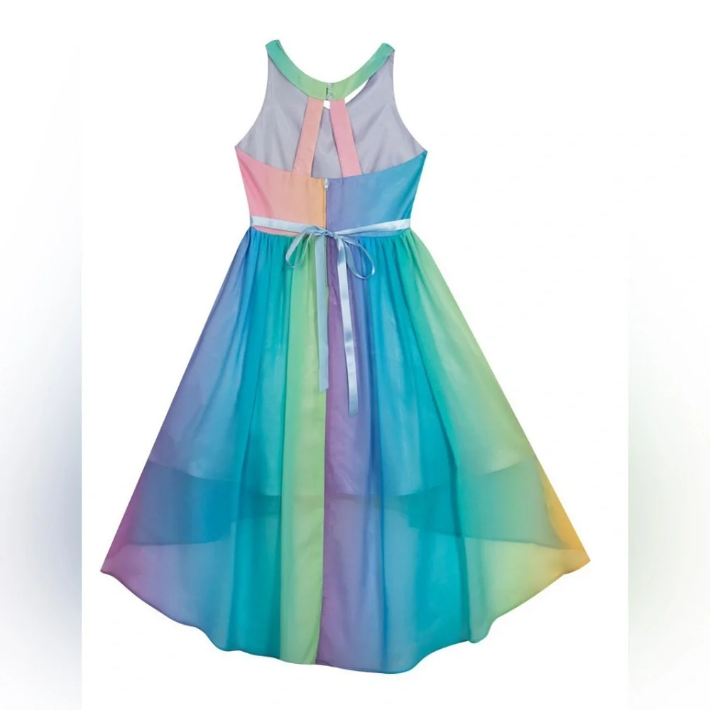 Rare Editions Rainbow Dress with High-Low Hem - Picture 2 of 7